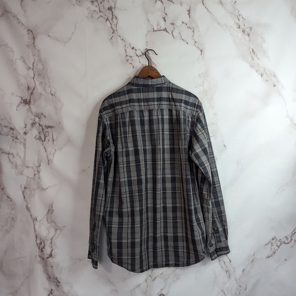 Carhartt Men Long Sleeve Medium Button Up Plaid Shirt Gray Collared Top - Picture 6 of 11